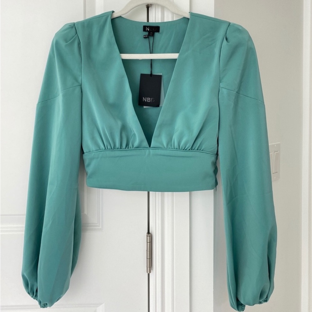 NBD Long Sleeve Blue Top